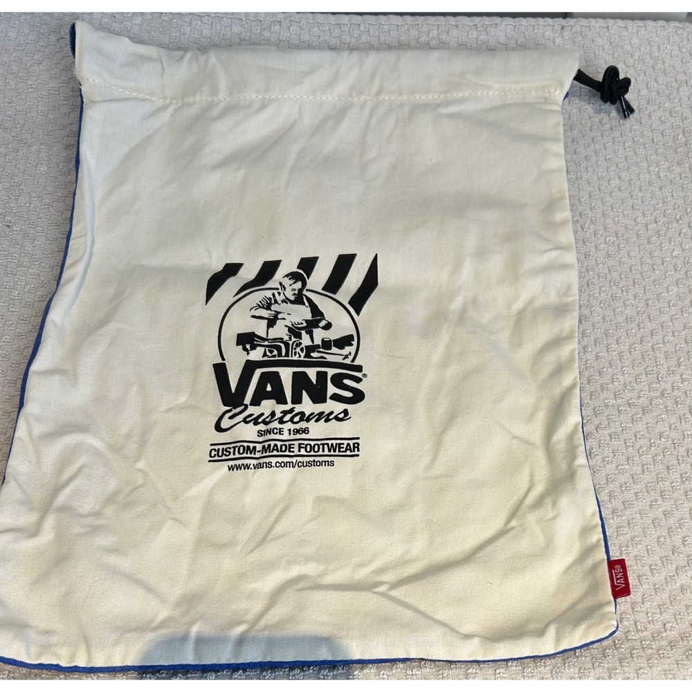 Vans Customs Drawstring Shoe Dust Bag‎ Cream Blue Canvas Denim Accessory